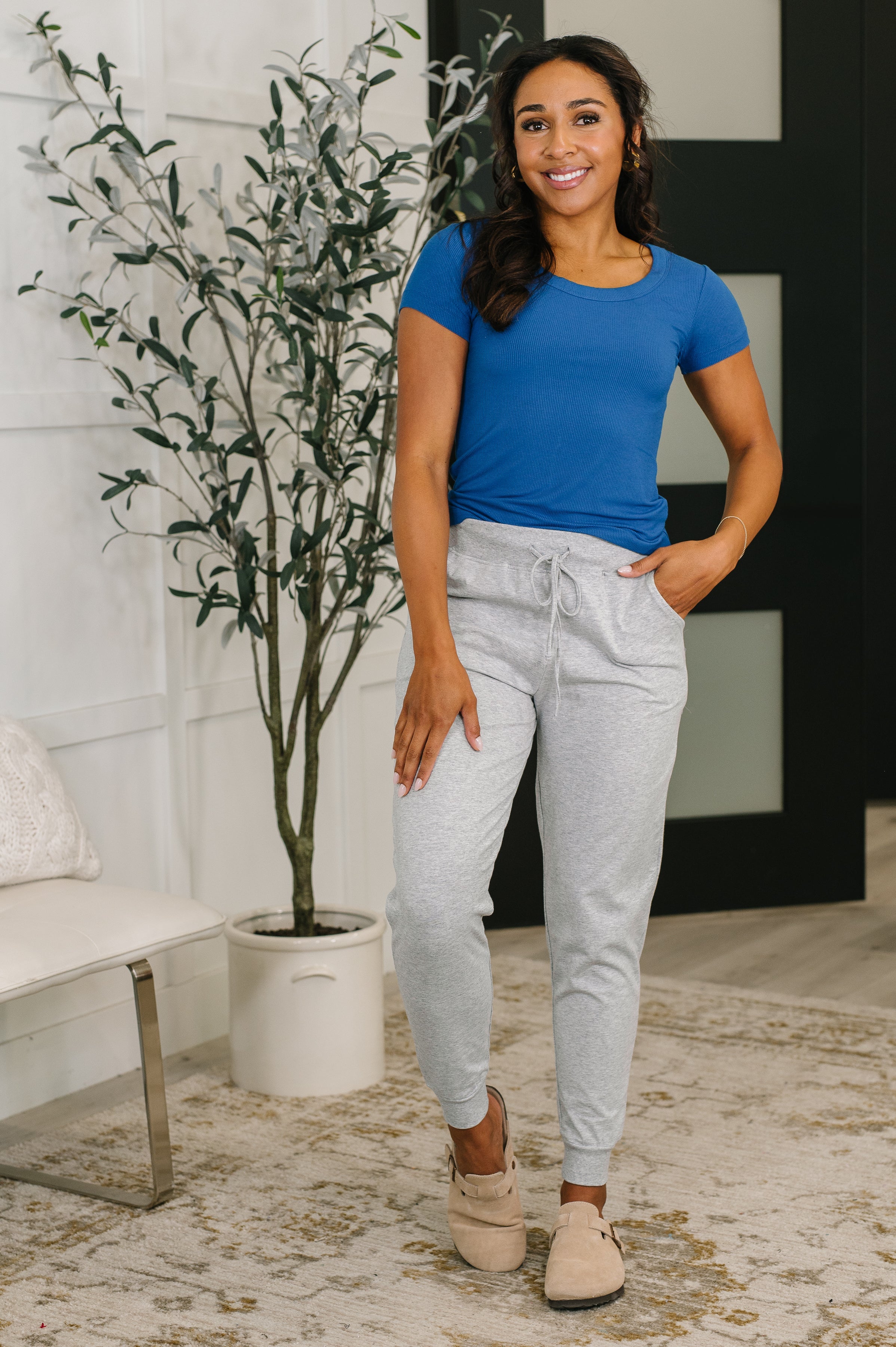 Basically A Part of Me Scoop Necked Tee in Classic Blue