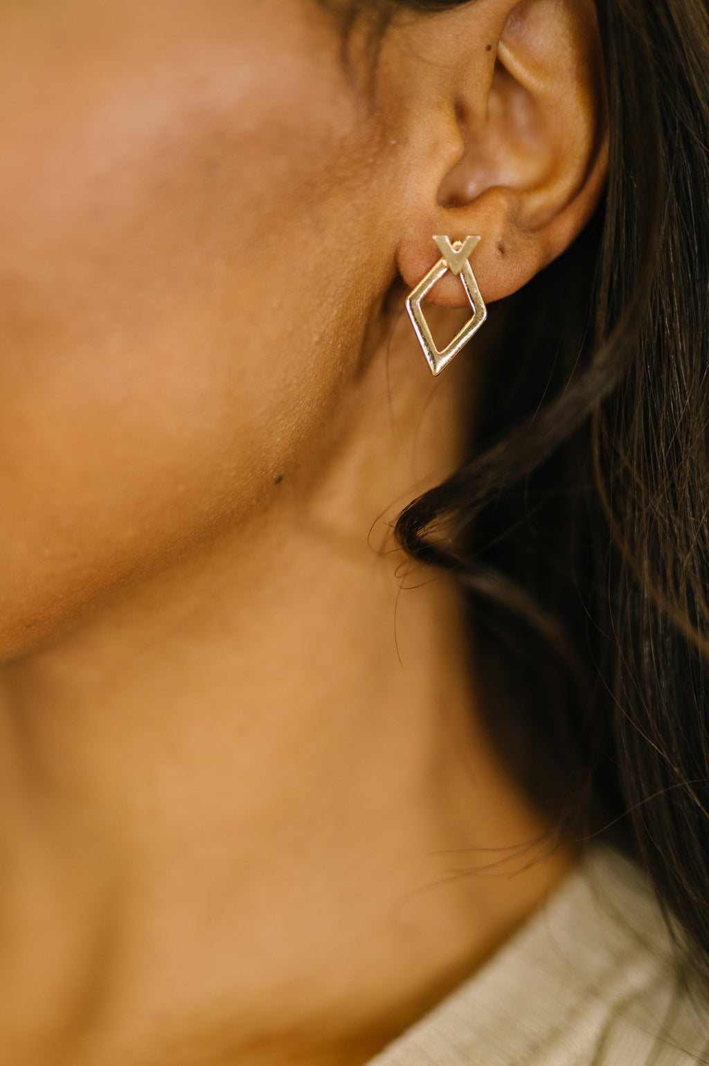 Steal Your Breath Geometric Rhombus Stud Earrings